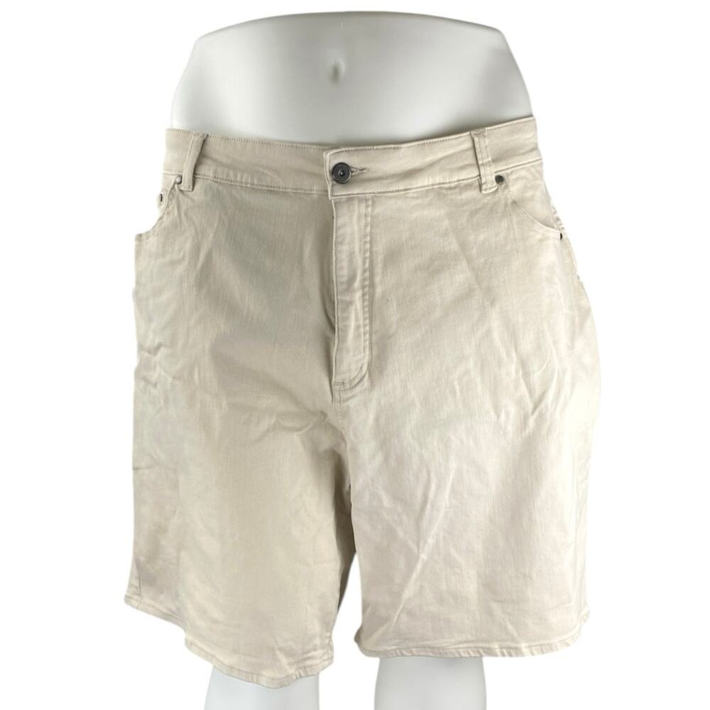 Universal Standard High Waist Shorts in Light Beige